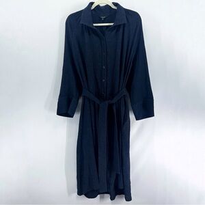 Massimo Dutti Navy Midi Dress